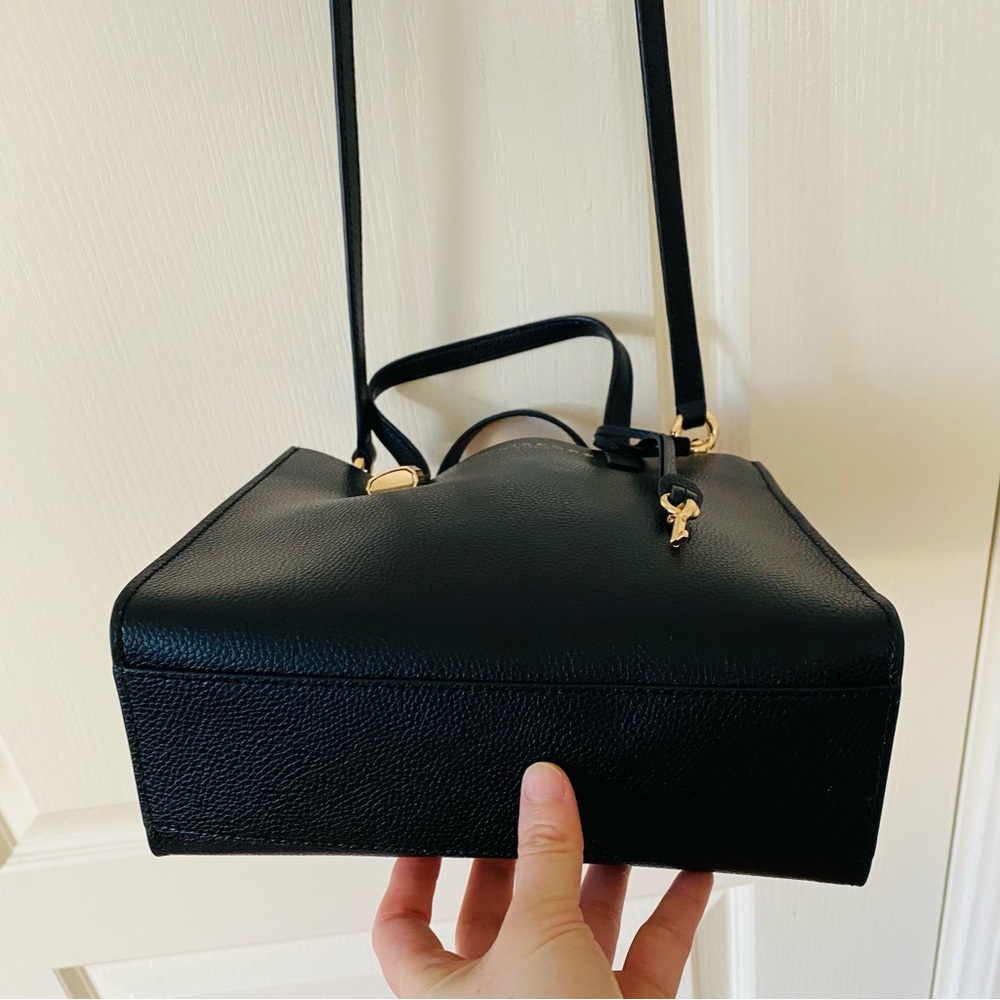 $350 Marc Jacobs Mini Grind Black Pebble Leather Tote/Crossbody Bag - Picture 8 of 16